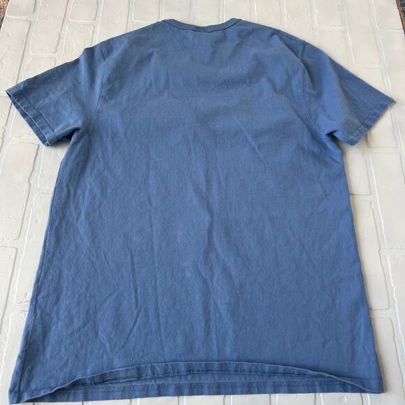 Champion Light Blue Long 100% Cotton Short Sleeve T Shirt Embroidered Logo sz L - Picture 2 of 5